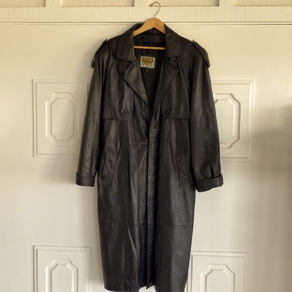 Vintage Phase2 Mens Full Length Leather Coat Size M Reg No Bundle Heavy Shipping